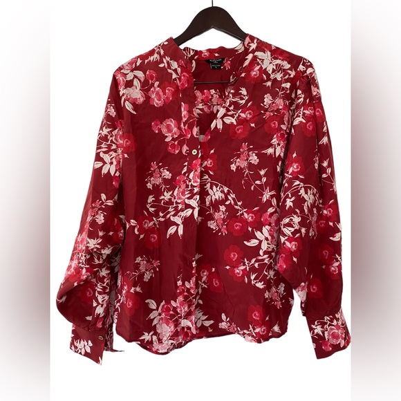 Marciano Floral 🌺 Pattern Silk Blouse with Balloon Sleeves- Size L - Picture 3 of 8